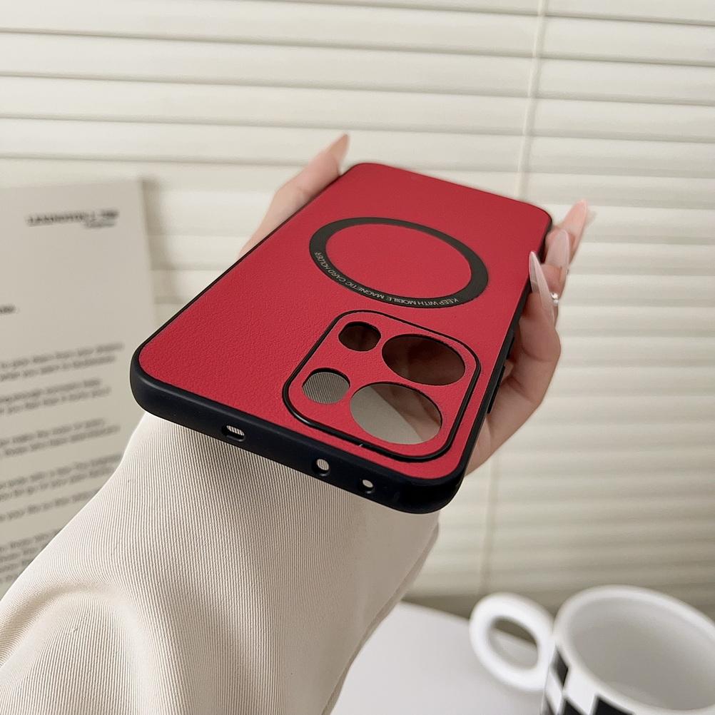 Magsafe Magnetic Wireless Charging Case For OPPO Reno 13F Reno 13 Pro Reno13 Slim Plain Leather Cover