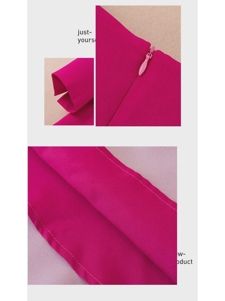 2023 Autumn/Winter Plus Size Women's Rose Red Dress with New Elegant Style