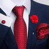 Brown Paisley Men's Tie, Pocket Square, Cufflinks & Boutonniere Set for Business Formal Wear.