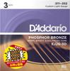 Acoustic Guitar Super Bonus Pack of Phosphor Bronze Custom Light D'Addario Strings, 3, .011-.052, EJ26-3DBP