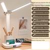 Oeny Multifunctional Desk Lamp with Clock, Pen Holder, and 3-Color Dimming