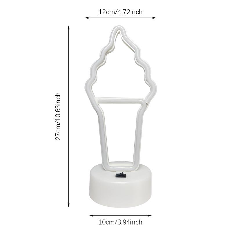 Ice Cream Shaped Neon Signs w Base,LED Light,Atmosphere Lighting for Wall,Night Lamp for Birthday,Party, E-sports Room,Decor