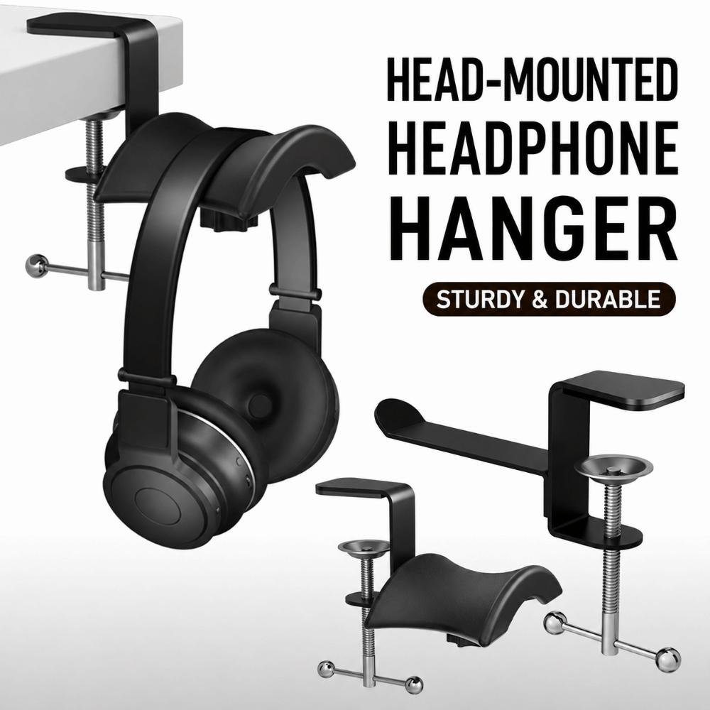 Anti-Scratch Cushion Headset Hanger Metal Desktop Earphone Holder Office Computer Desk