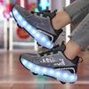 Summer Heely Shoes Girls Mesh Breathable Roller Skates Female Students Four-wheel Rechargeable LED Sports Skates Boys Glowing Sports Shoes