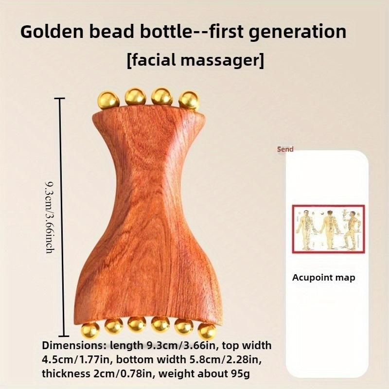 

Профессиональный массажер для лица и шеи из позолоченной бронзы - Гипоаллергенная деревянная ручка, Эргономичный дизайн для глубокого тканевого давления, Ежедневное использование и подарок 1pc