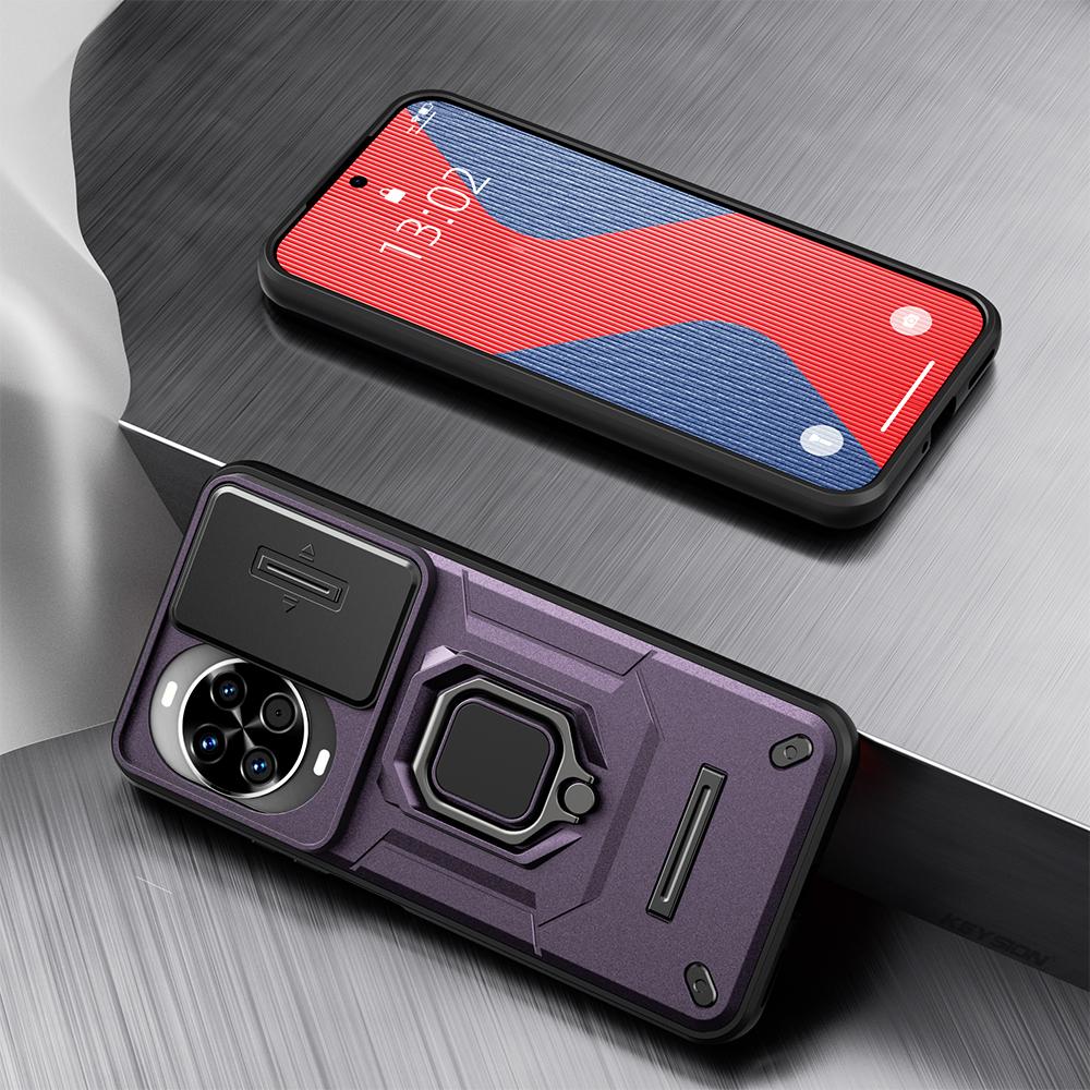 KEYSION Shockproof Case for Huawei nova 14 14 Pro Slide Camera Protection Metal Ring Stand Phone Back Cover for Huawei nova14Pro