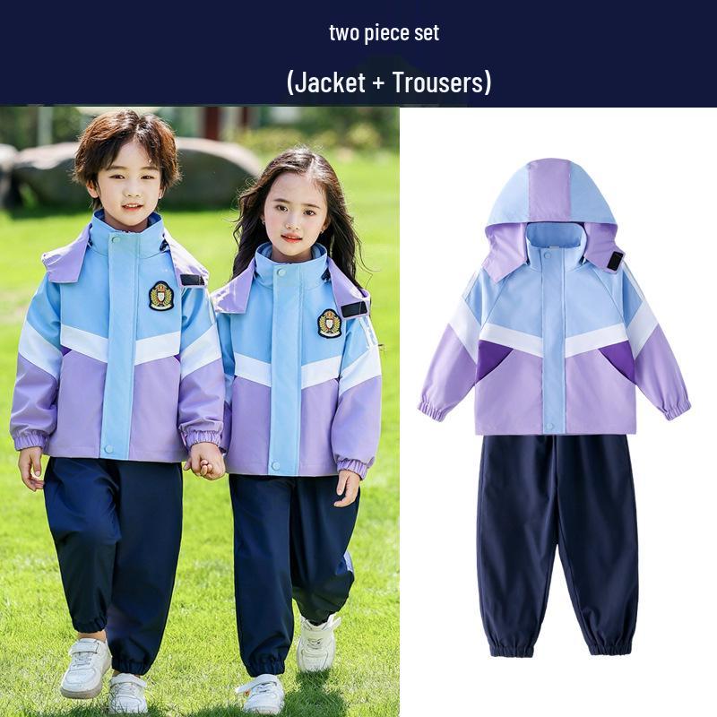 Primary School Windbreaker Three-Piece Uniform Set for Kindergarten and First Grade Students