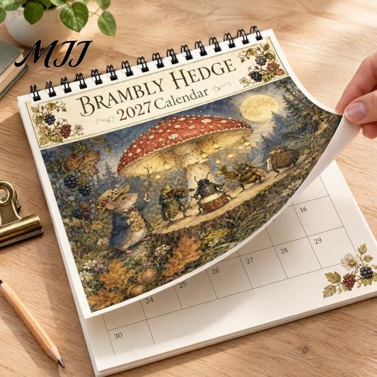 Daily Task Appointment Tracker 2027 Brambly Hedge Wall Calendar, 12 Month Hanging Planner with Vintage Decorative Art Gift Forest Mouse Mushroom