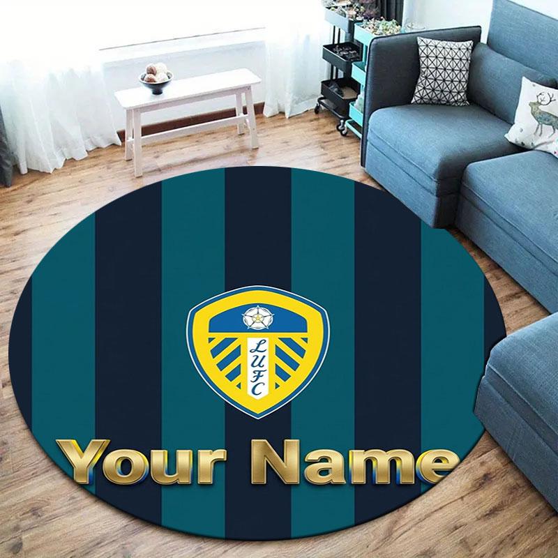 Leeds United Custom Name Round Area Rug,Carpet Rug for Living Room Bedroom Sofa Playroom Decor,Non-slip Floor Mat