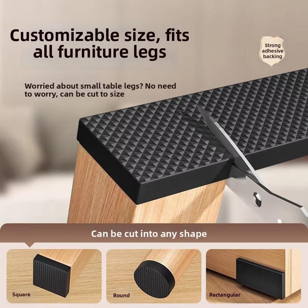 Cuttable Black EVA Anti-Slip Mat 6mm Thick 6cm Wide Self Rubber Roll for Furniture Chair Table Sofa Bed Cabinet Legs