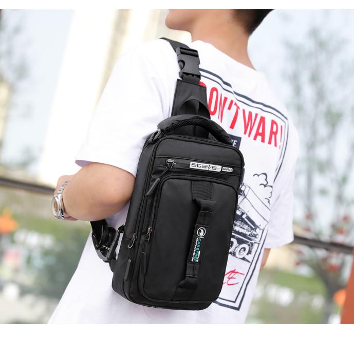 New Men's Chest Bag Charging USB Interface Chest Bag Multifunctional Single Shoulder Bag Backpack