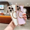 For iPhone Luxury Heart-shaped Magsafe Magnetic Plating Pattern Frame Phone Case For iPhone 11 12 13 14 15 16 Plus Pro Max Cover