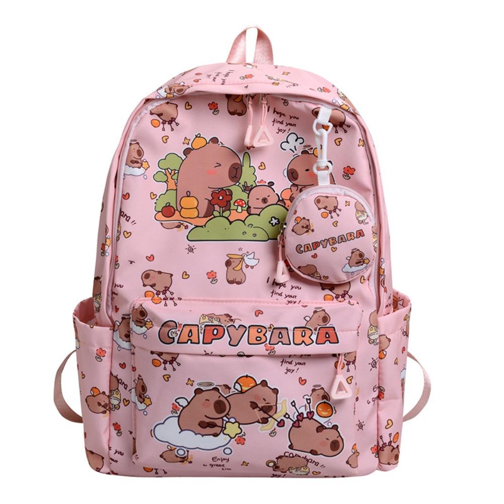 

Multi-Compartment Capybara Backpack Large Capacity Waterproof Children s Shoulder Bag Lightweight Wide Straps