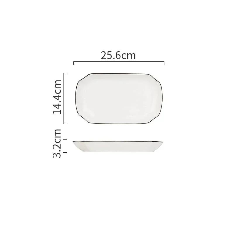 

Одинарные керамические тарелки Простая однотонная обеденная тарелка Керамические тарелки в скандинавском стиле Стейк Паста Посуда для столовых приборов Бытовое использование