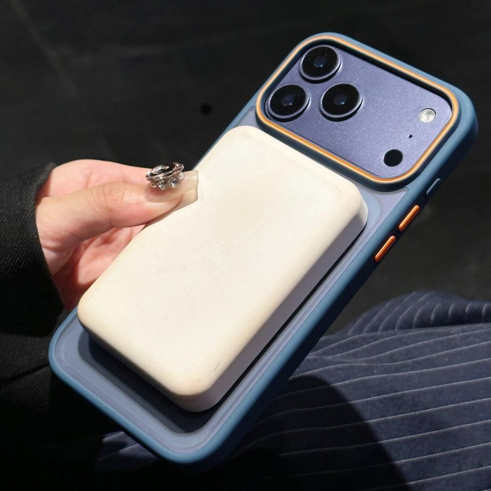 Frosted Armor For Magsafe Case For iPhone 17 Air 16 15 14 13 12 11 Pro Max Plus Shockproof Camera Contrast Color Cover