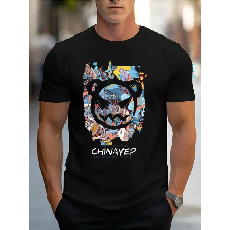 

European Size Men Casual Short Sleeve Tee Heavy Cotton - Comfortable Crew Neck, Soft Adorable Tees Tops 4XL чорний
