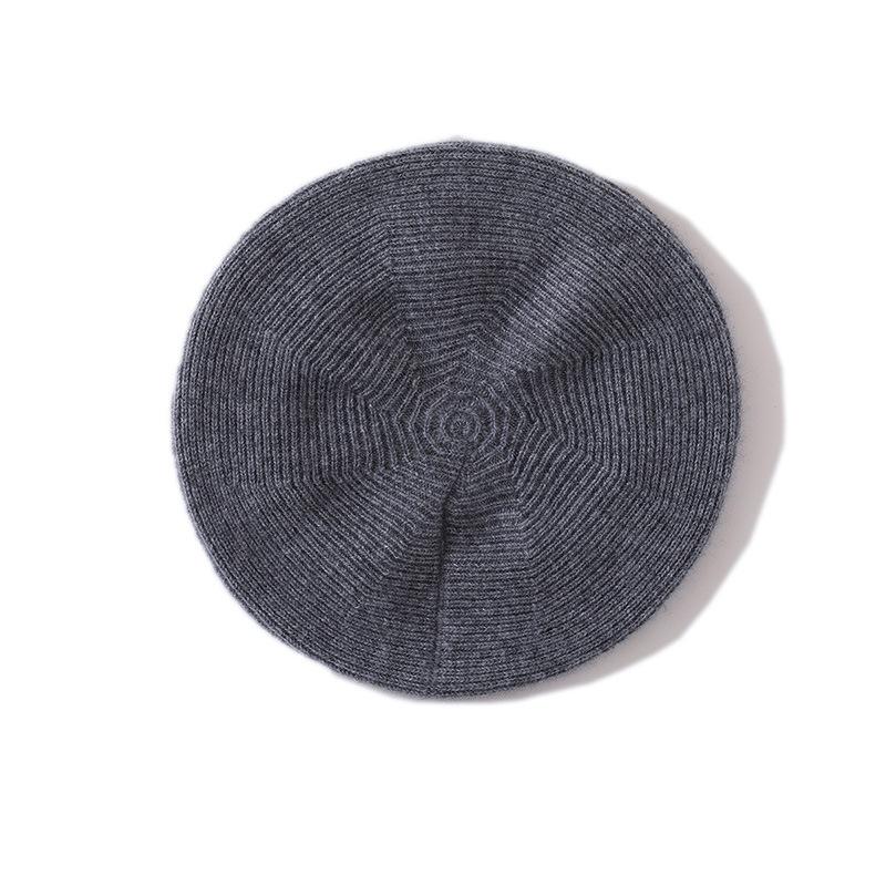 Cashmere Autumn and Winter New Women's High End Solid Color Lazy Style Thickened Warm Fashion Knitted Casual Beret