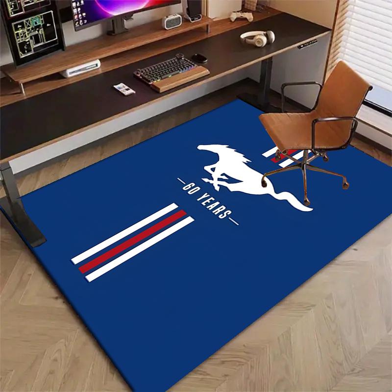 Mustang Polyester Tapijt, Zachte Binnenvloermat voor Kantoorstoel, Woonkamer, Bureau - Decoratief Huiswerkplek Tapijt Ontwerp