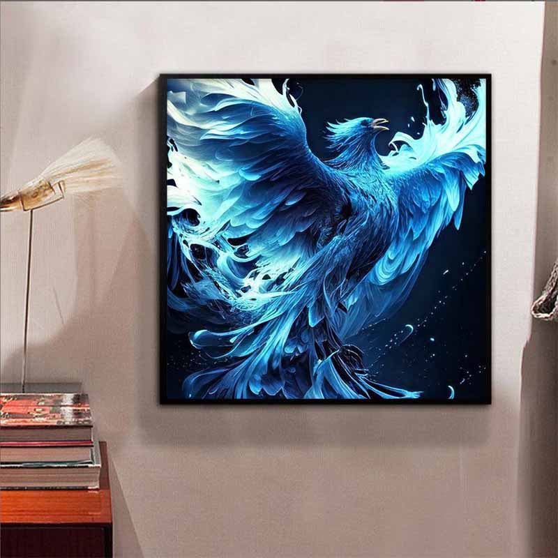 New Arrival 5D DIY Full Circle Diamond Painting "Blue Flame Phoenix" Embroidery Cross Stitch Home Decor Gift