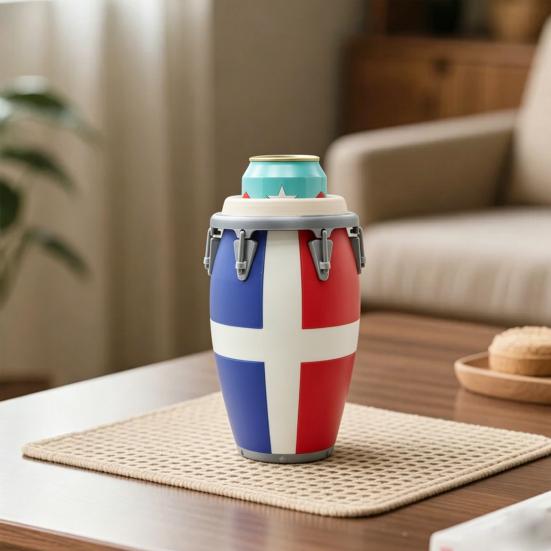 Conga Style Soda Can Holder 3D Printed Classic Drum Shape Flag Pattern 12Oz Standard Cola Beverage Beer Can Holder