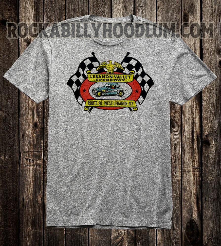 

Retro Hot Rod Tee T Shirt Vtg Art Drag Race Racing Lebanon NY Valley Speedway Unisex T-Shirt L