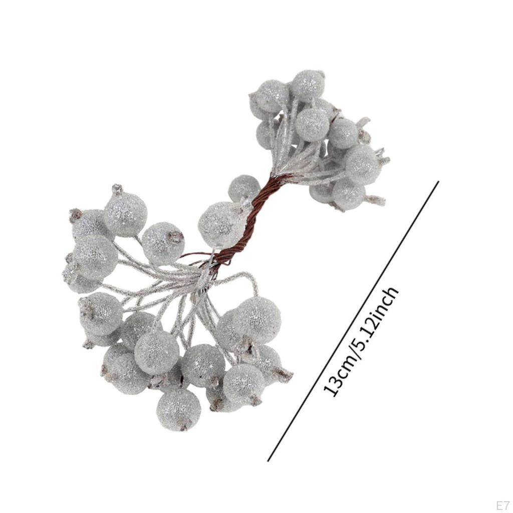40 Köpfe Künstliche Frosted Holly Beeren Blumenarrangement Gefälschte 20 Draht für Party Handwerk