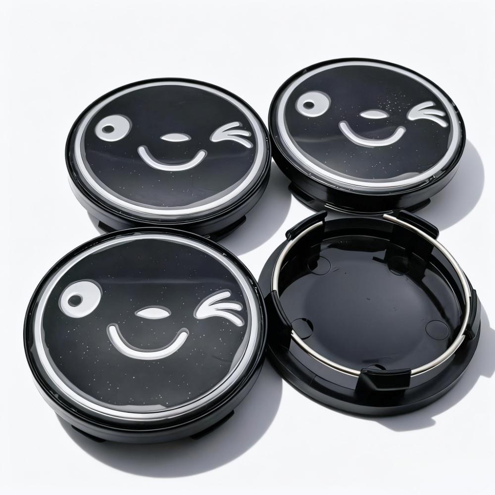 

4pcs Smiling Face Logo Smile Emblem Car Wheel Center Caps 58MM Clips 54MM Wheels Hub Cap Rim Hubcaps Dust Cover Car Accessories Smiling Face Badge&4pcs T58 Wheel Caps