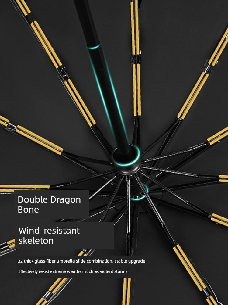 24-Bone Automatic Foldable Umbrella Large Men Reinforced Thickened Wind-Resistant Rain-Proof Dual-Use Female Sun Umbrella Sunshade