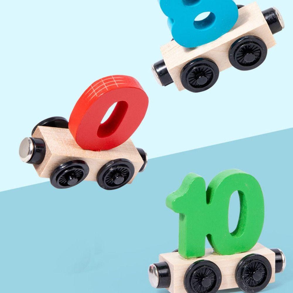 Educational Magnetic Wooden Train Toys Number/Animal Magnetic Digital Train  Kids