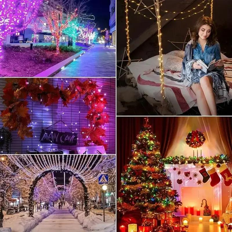 WS2812B RGB LED Fairy String Lights Smart IC Addressable Dreamcolor Strip with APP Remote Control for DIY Garden Party Christmas Decor