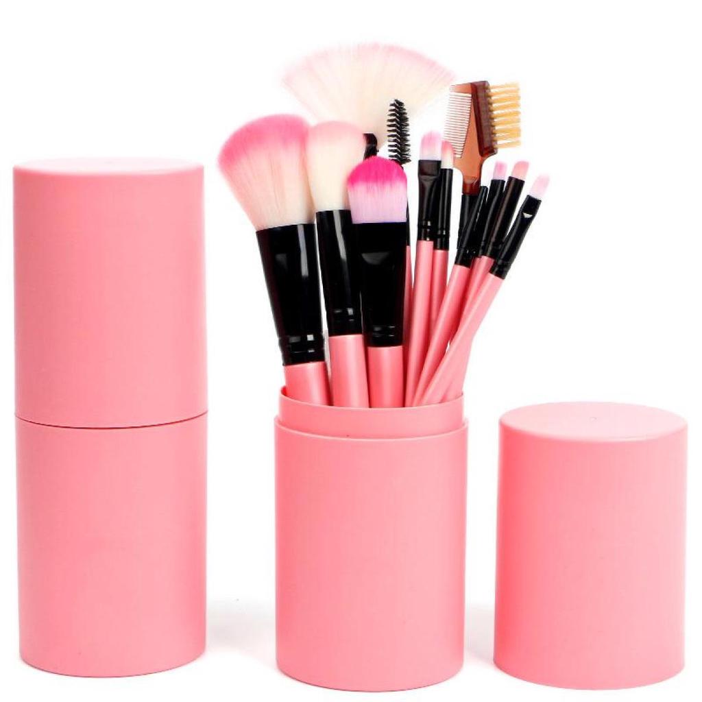 Women Beauty Concealer Eyebrow Eyeliner Lip Cosmetics Makeup Brush Set+Brush Tube Brush Tool