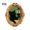 Holiday Kitchen Magnet 1/6Pcs Halloween Oval Frame Fridge Magnet, Wooden Vintage Soft Magnetic Sheet Ornaments Refrigerator Decoration Accessories,