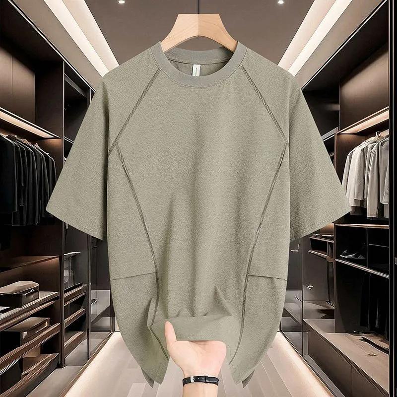 Men's Black Raglan Sleeve Crew Neck T-Shirt Casual Loose Fit Solid Color Short Sleeve Top
