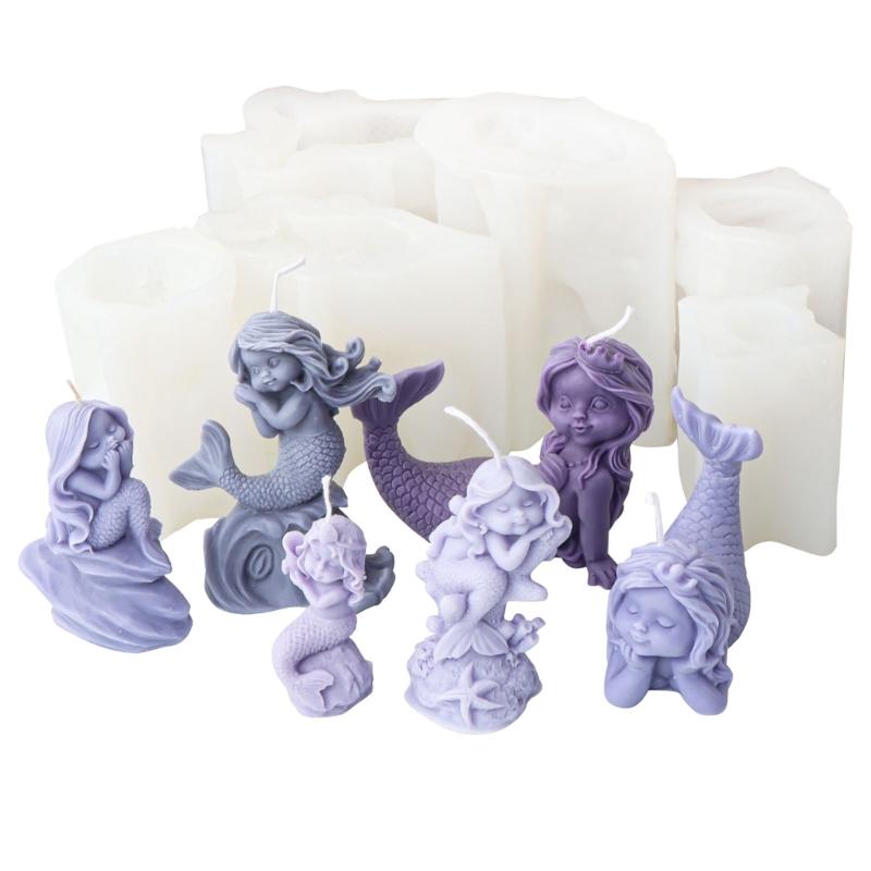 Mermaids Silicone Mould Beautiful Woman Soap Resin Plaster Mold Cake Molds