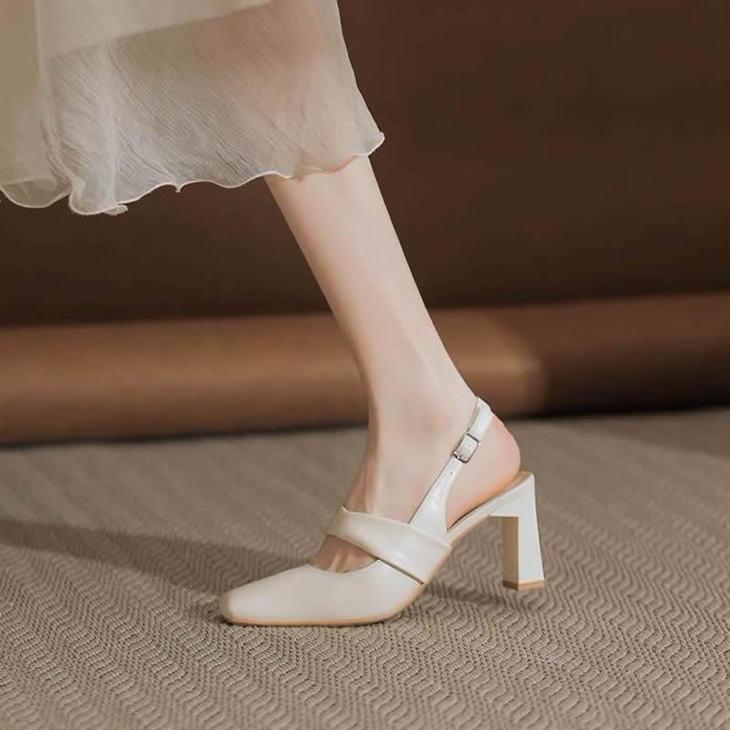 

Женские босоножки на высоком каблуке с квадратным носком, массивные туфли 2025, элегантные туфли-лодочки с неглубоким вырезом и пряжкой, модные летние туфли для платья, zapatillas mujer 41 бежевый