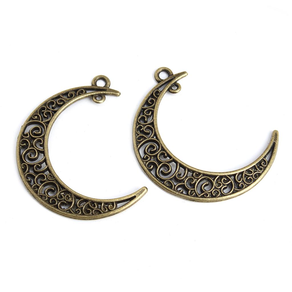 10pcs/lot 41x30mm Vintage Metal Alloy Hollow Moon Charms Jewelry Pendants Findings DIY Jewelry Making Accessories Wholesale