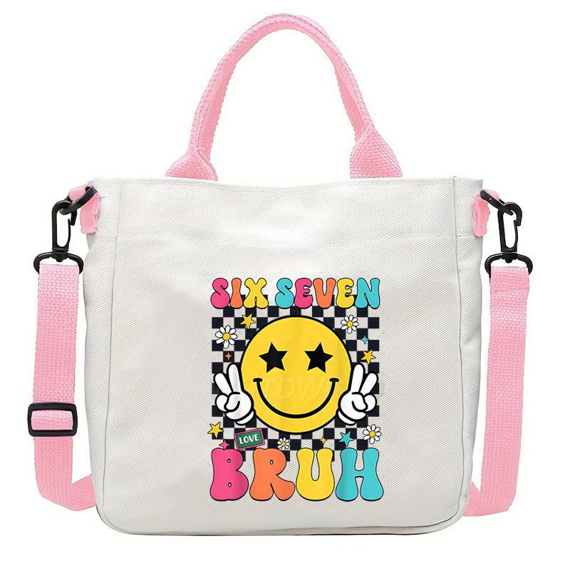 Steal a Brainrot 67 Unicorn Printed Student Crossbody Bag Casual Canvas Shoulder Bags
