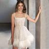 Autumn New Cross-Border European and American Style Women's Dress Party Sexy Strapless Dress Feather Sequin Dress