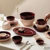 Simple Threaded Tableware Set, Bowls And Plates, Soup Bowls And Plates, Ceramic Creative Household Housewarming Bowls, Tableware And Chopsticks