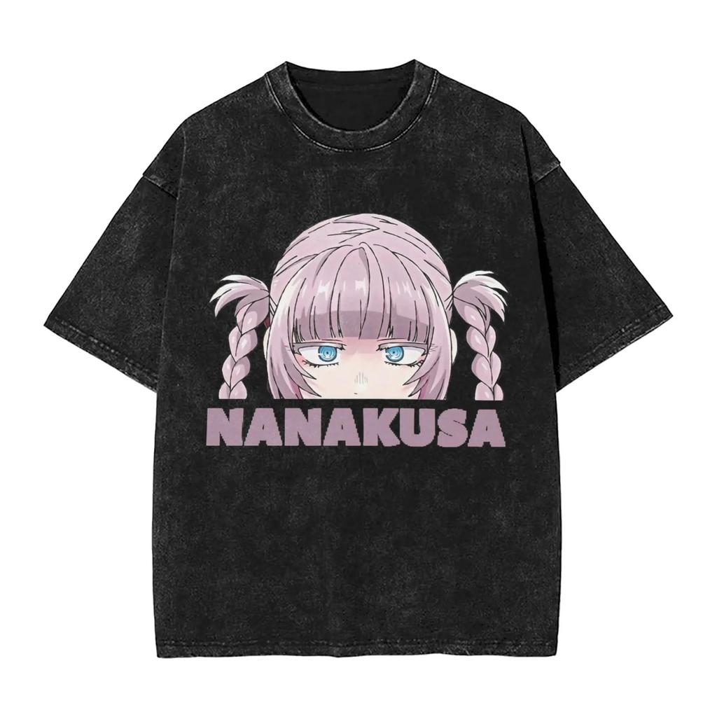 Hot Sale Call of The Night Nazuna Graphic Print Retro Washed TShirts Mens Women Crewneck Cotton Tees Streetwear Oversized Tops