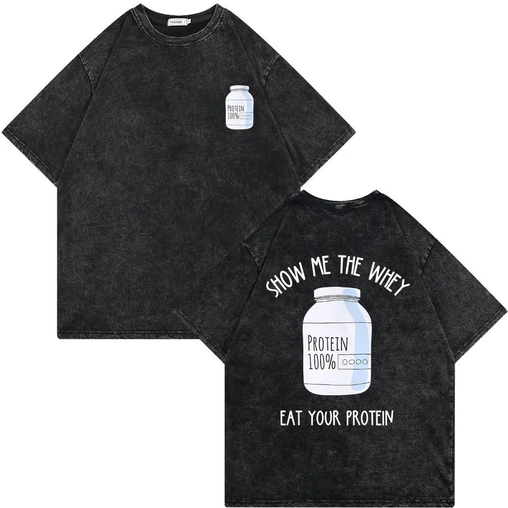 2026 Vintage Washed Old Skeleton Gym Pump Cover T-shirts Male Oversized T Shirt Men Women Funny Fitness Workout Bodybuilding Tshirt