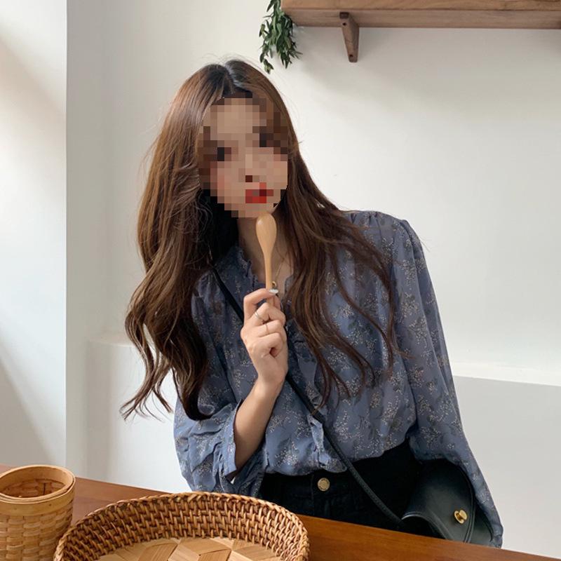 Korean Floral Chiffon Women's Loose Long Sleeve Sun Protection Shirt