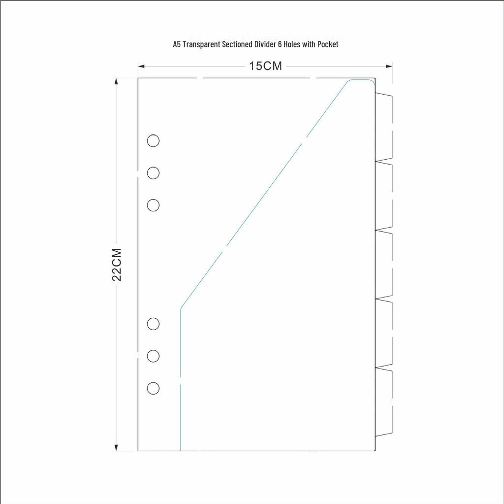 Tranbo A4 11-Hole Color Index Divider, 5-Page PP Folder