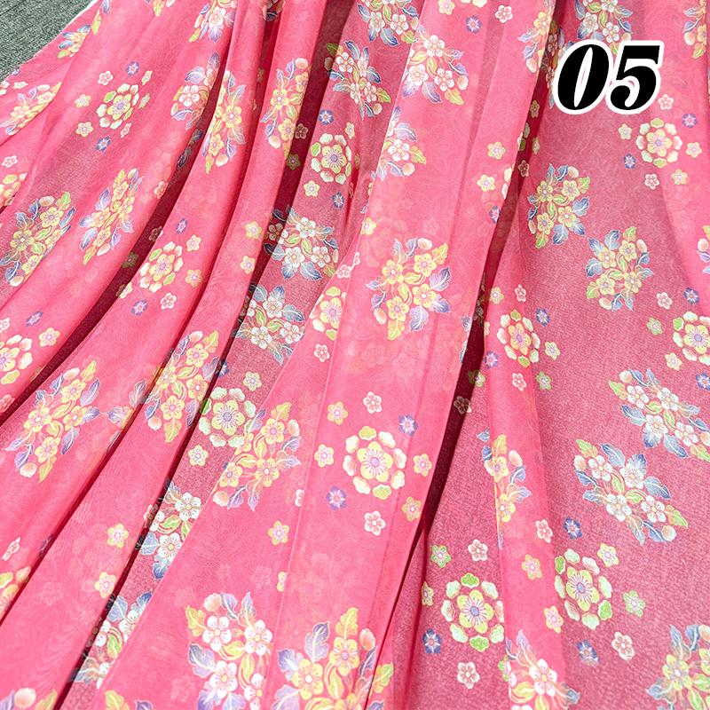 100*150cm Tecido Chiffon Floral Estilo Chinês Grupo de Chá Estampa Floral Tecido DIY Vestido Hanfu Fantasia de Dança de Casamento Decoração