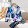 Women's Floral Tie-Dye Knit Sweater Pullover