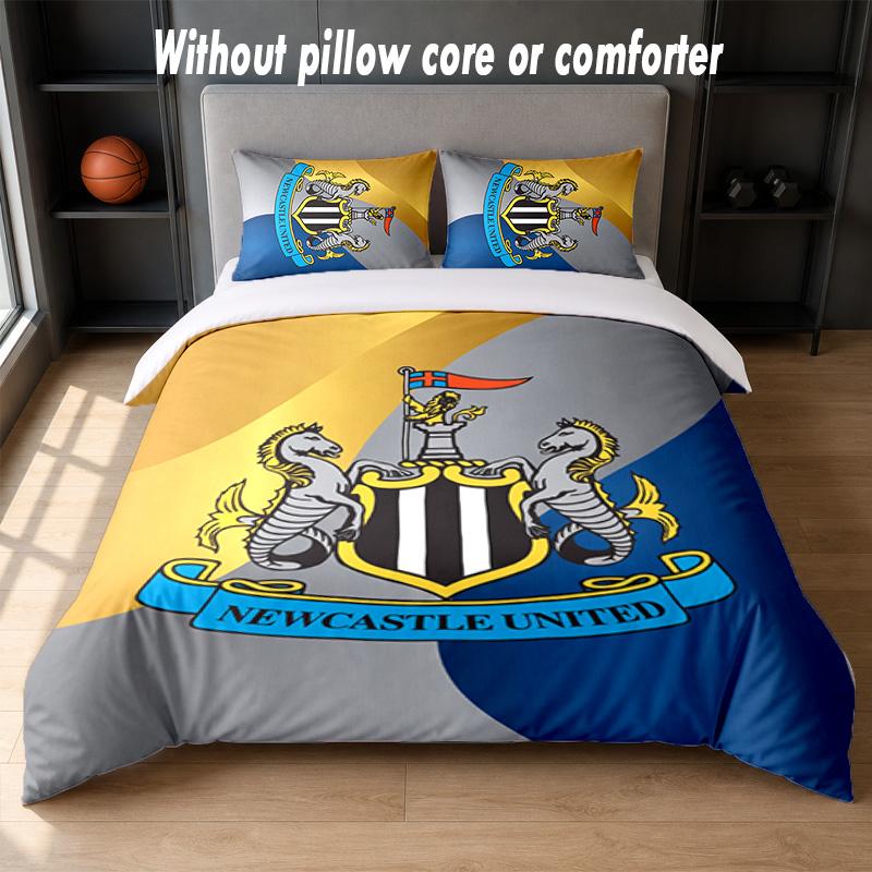 Set Biancheria da Letto Design Calcio Newcastle United 1 Copripiumino + 2 Federe Morbido Traspirante Biancheria da Letto per la Casa