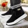 Winter Fur Lined Snow Boots for Men Thick Warm Slip-On Fleece Inside Boots for Male Outdoor Lace-Up Ankle Booties