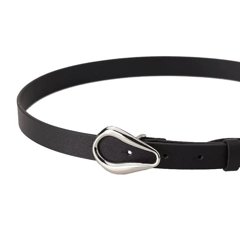 Belt Futuristic Men's and Women's Accessories Belt Genuine Leather Trendy Retro Metal Buckle Belt Niche Belt
