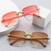 Sunglasses For Women ladies Rimless Sun glasses Diamond cutting Lens Brand Designer Ocean Shades Vintage female glasses eyewear