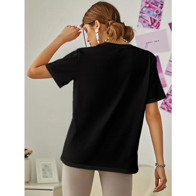 Womens Anime Cat Lover Graphic T Shirt Black Pink Lettering Soft Stretchy Breathable Fabric Short Sleeve Comfortable Fit Playful Design Allseason